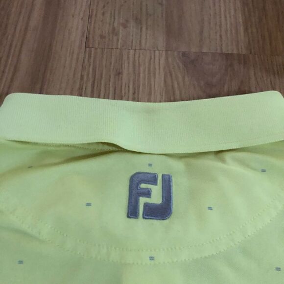 FootJoy Golf Polo Shirt Yellow w/ Gray Dots Short Sleeve - Picture 6 of 8